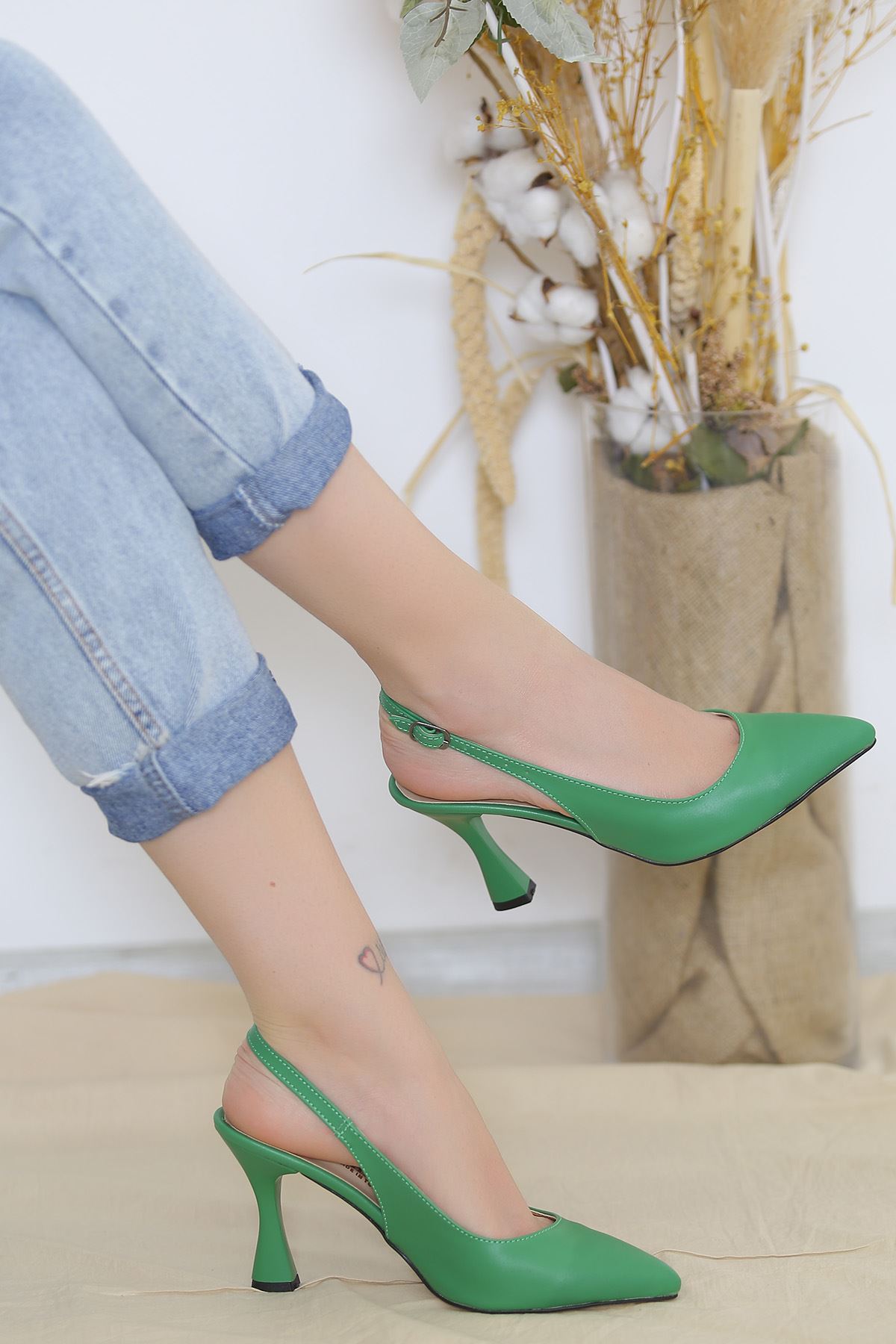 Ayakkabı Topuklu  Yeşil Cm 