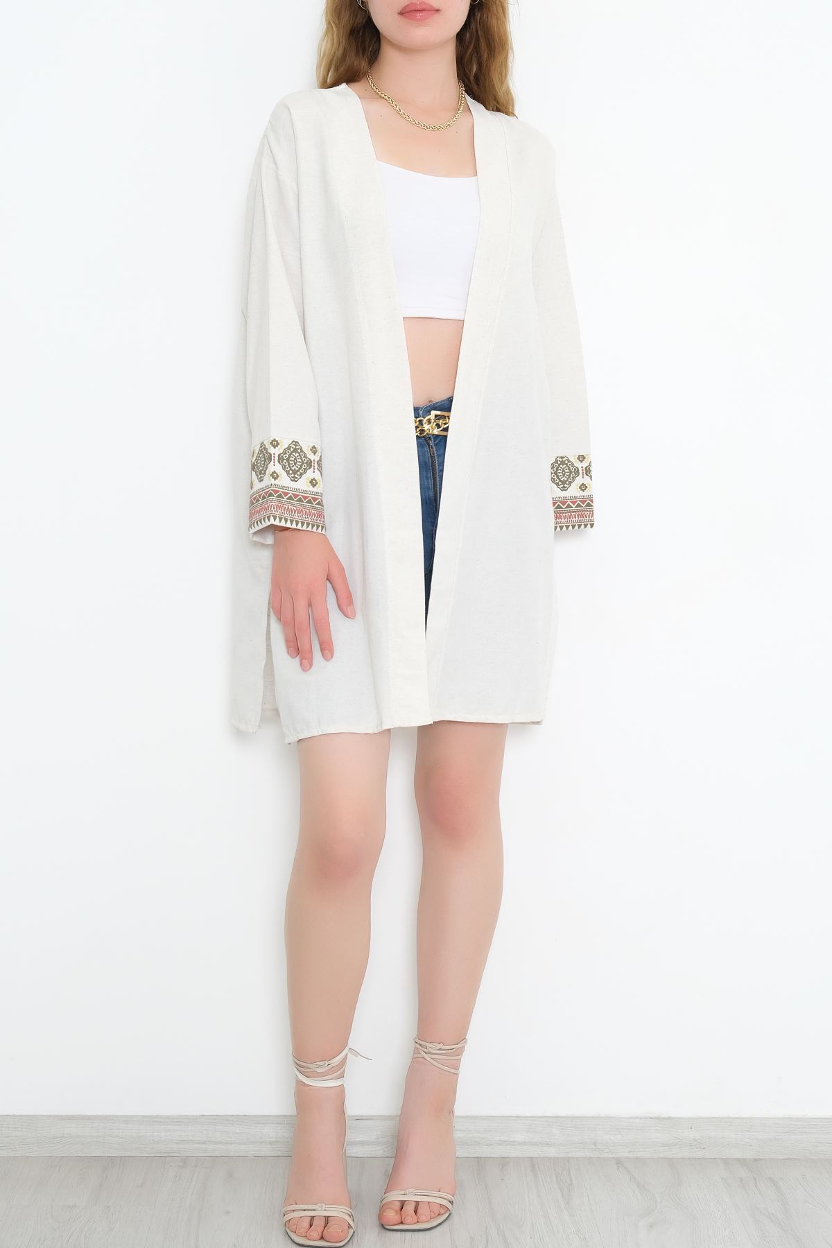 Kol Baskılı Kimono Beyaz - 3501.105.