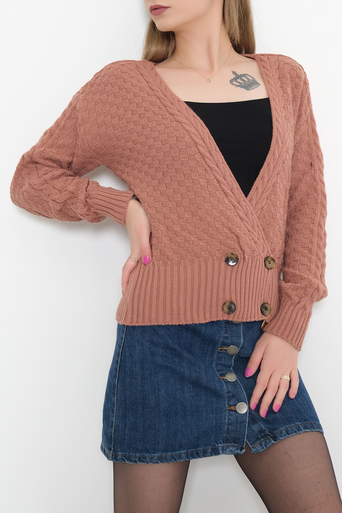 Düğme Detaylı Crop Hırka Mint - 9956.1612.