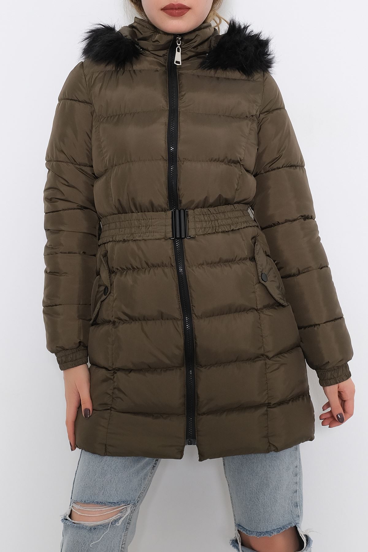 Kemerli Şişme Mont Haki - 6101.1555.