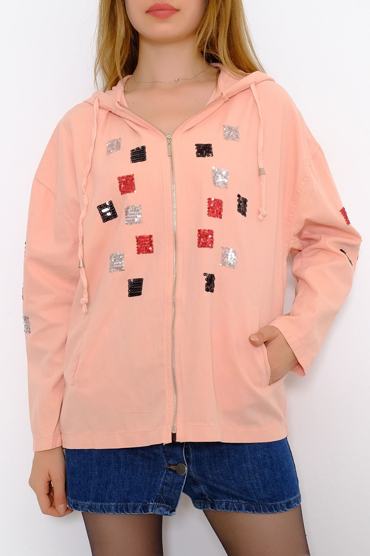 Pullu Gabardin Ceket Lila - 1273.1367.