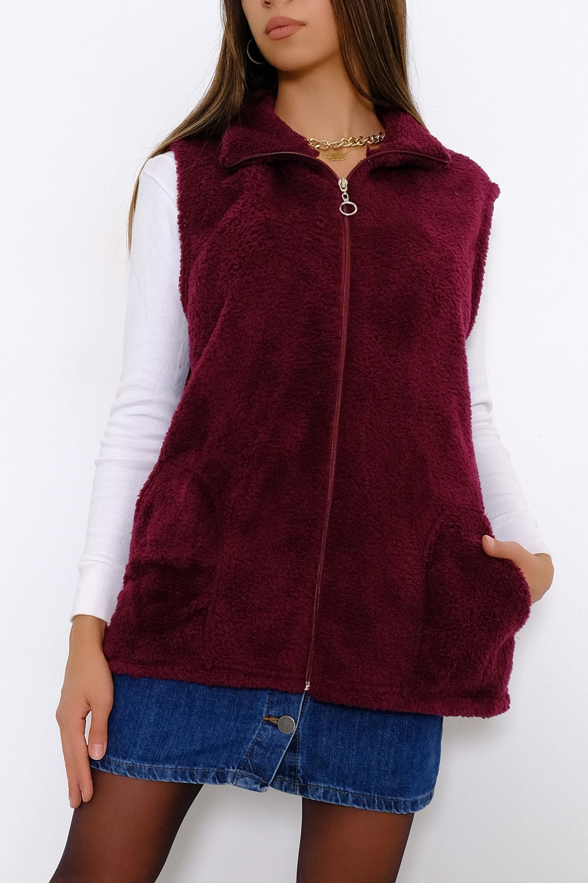 Peluş Yelek Buzmavi - 10245.107.