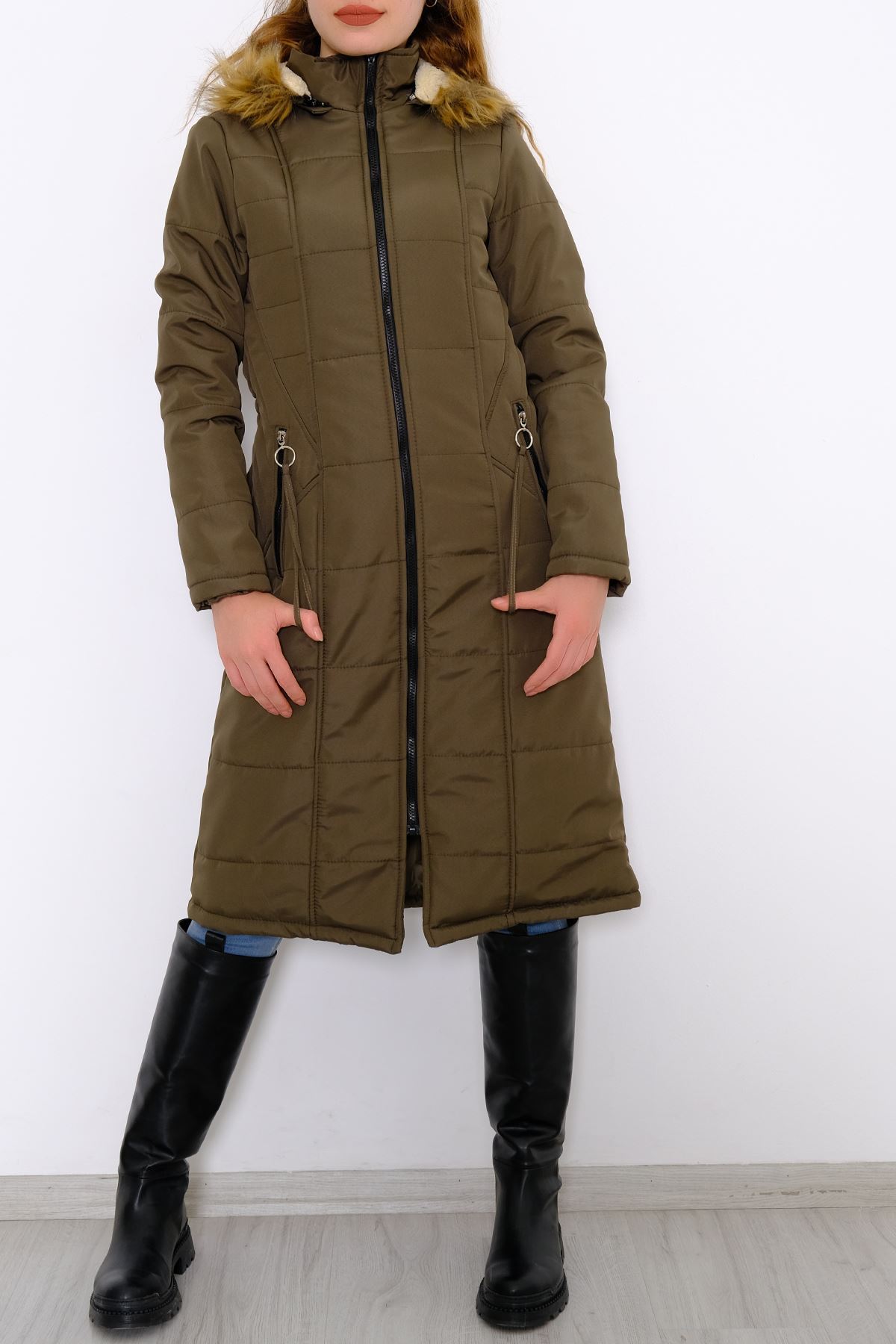 Kapşonu Kürklü Mont Camel - 6204.1555.