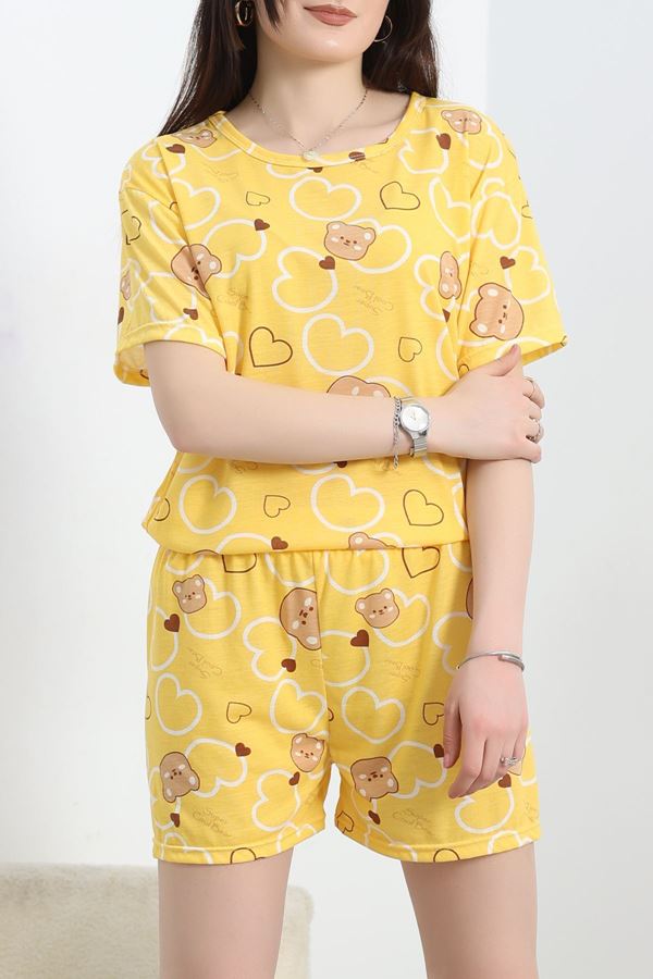 Alt Üst Aynı Şortlu Pijama Takımı Sarıayı - 713.1287.
