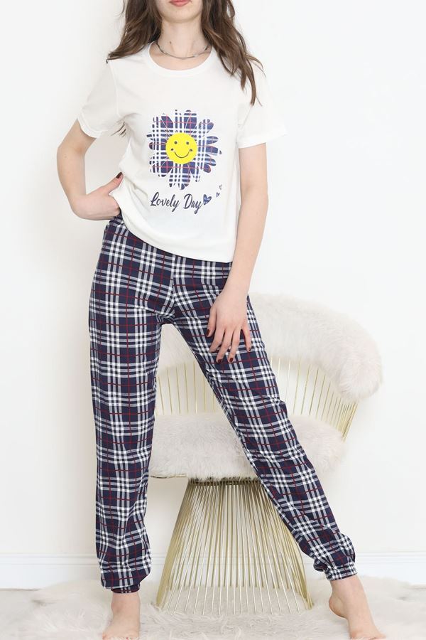 Desenli Pijama Takımı Beyazlaci - 15279.1773.