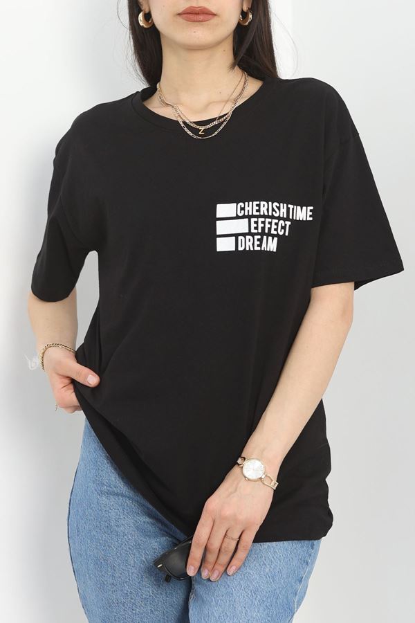Baskılı Oversize Tişört Siyahbeyaz1 - 40637.1872.