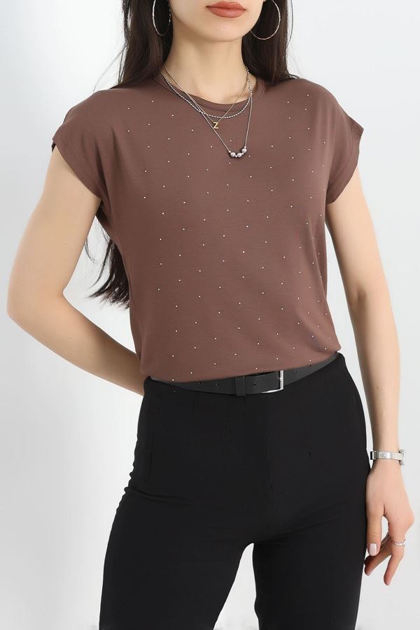Taşlı Bluz Kahve - 20755.599.