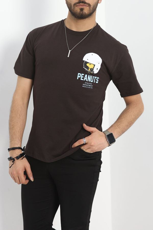 Baskılı Oversize Tişört Koyukahve - 40637.1872.