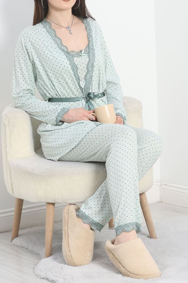 Viskon 3'Lü Set Pijama Takımı Mint - 70099.1050.