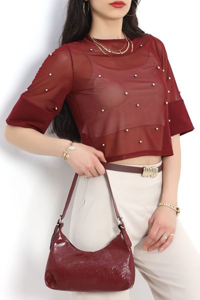 İnci Detaylı Bluz Bordo - 40423.751.