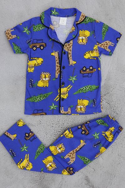 4-12 Yaş Erkek Çocuk Pijama Takımı Saks - 50369.1776.